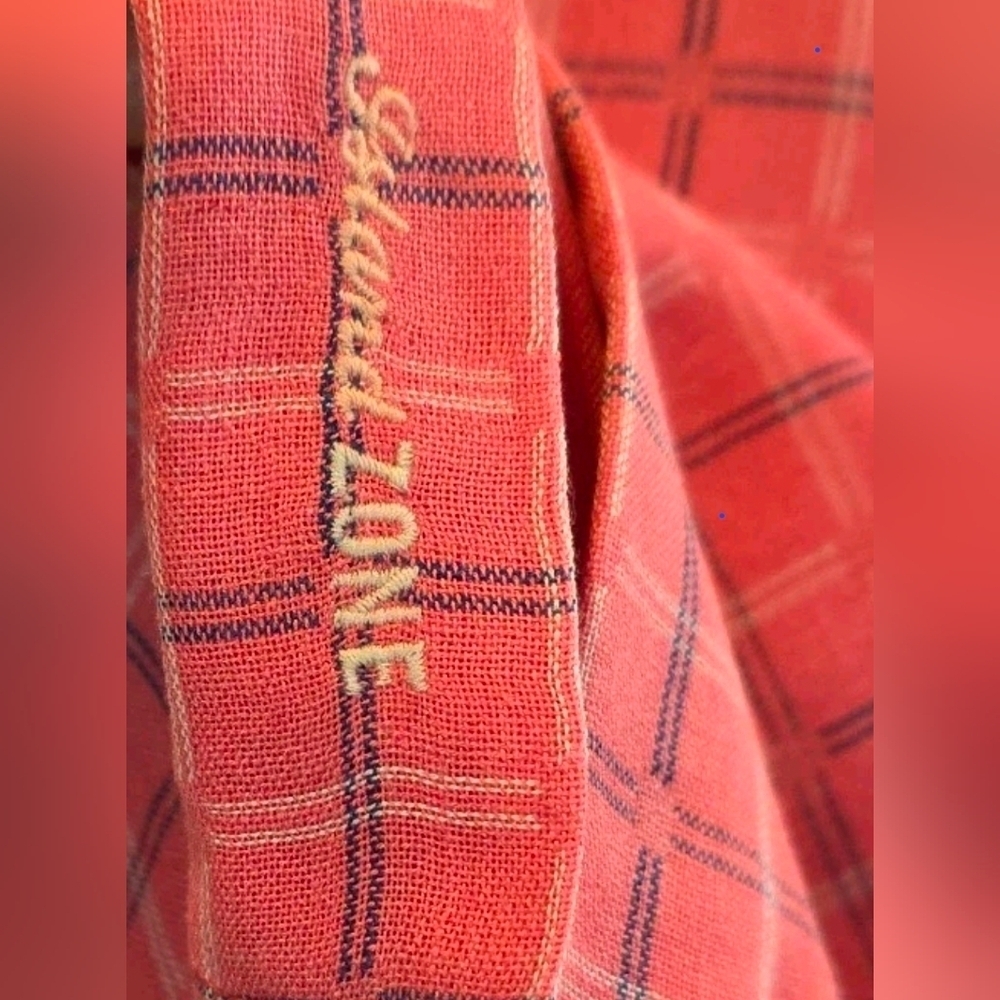 335 Tommy Bahama Men's Medium Pink Plaid Silk Blend Short Sleeve Button-Up Shirt - Picture 4 of 7